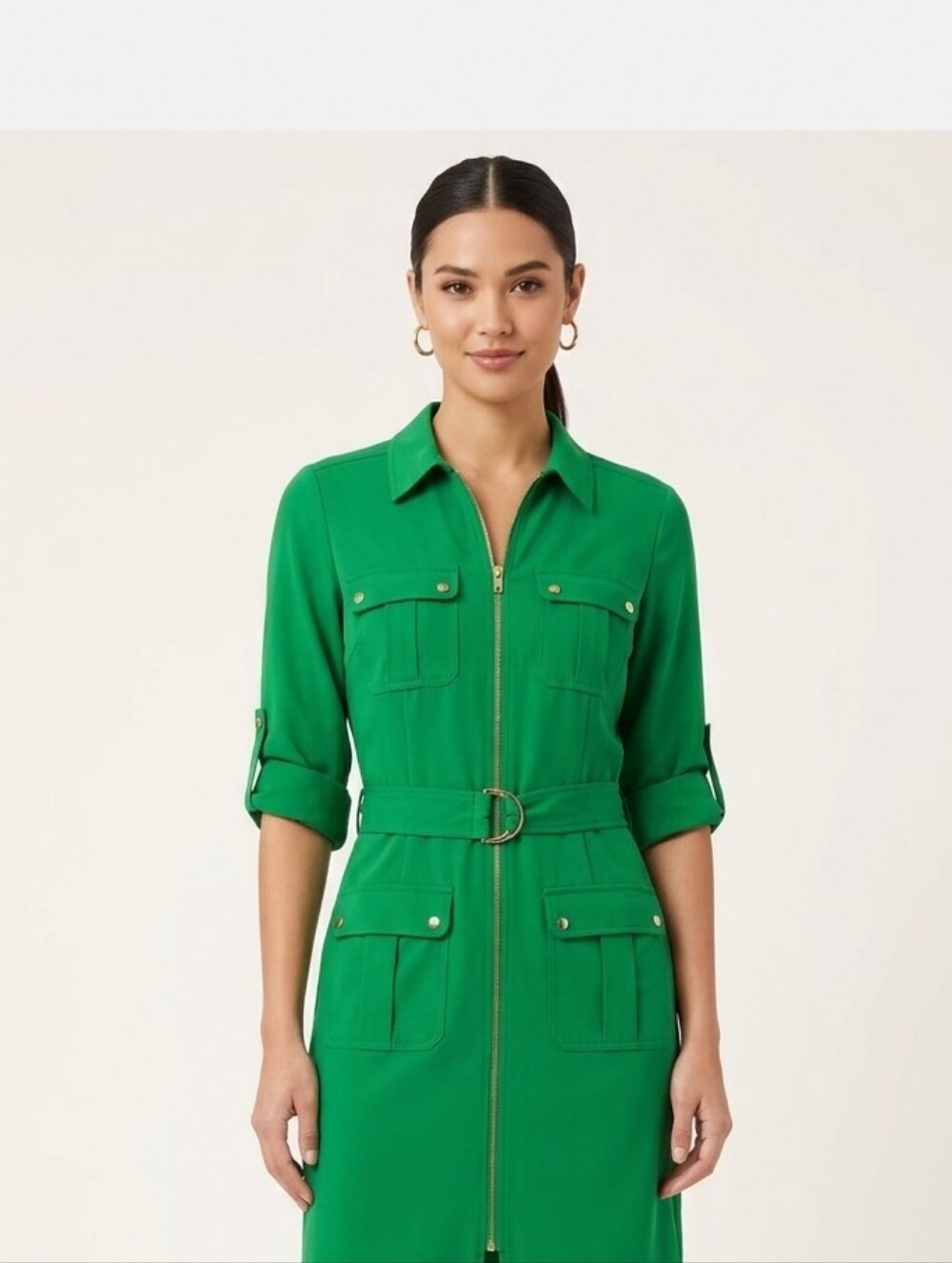 Gibson Latimer Green Utility Dress with Belt